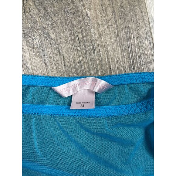 Vintage Y2K Victoria's Secret Mesh Babydoll Slip Nightgown Medium Blue Sequins - Picture 3 of 7